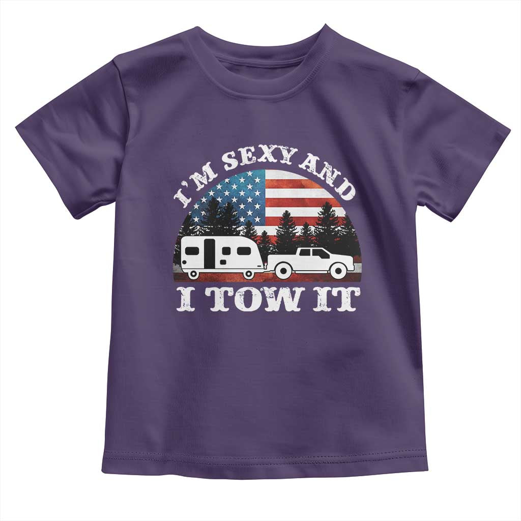 Funny Camping RV Camper Truck Toddler T Shirt I Am Sexy And I Tow It TS14 Purple Print Your Wear