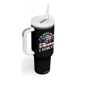 Funny Camping RV Camper Truck Tumbler With Handle I Am Sexy And I Tow It TS14 Print Your Wear