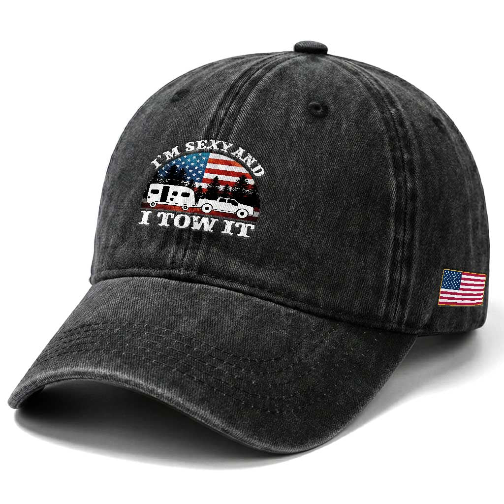 Funny Camping RV Camper Truck Washed Cotton Baseball Cap I Am Sexy And I Tow It TS14 Print Your Wear