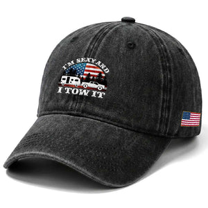 Funny Camping RV Camper Truck Washed Cotton Baseball Cap I Am Sexy And I Tow It TS14 Print Your Wear
