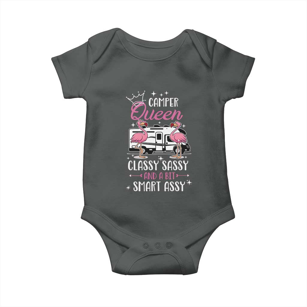 Funny Camping RV Baby Onesie Camper Queen Classy Sassy And A Bit Smart Assy TS14 Dark Heather Print Your Wear
