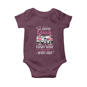 Funny Camping RV Baby Onesie Camper Queen Classy Sassy And A Bit Smart Assy TS14 Maroon Print Your Wear
