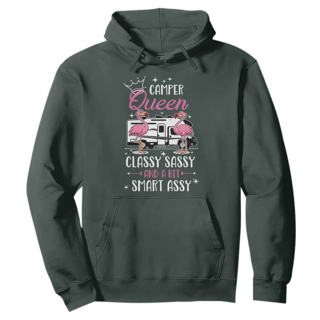 Funny Camping RV Hoodie Camper Queen Classy Sassy And A Bit Smart Assy TS14 Dark Forest Green Print Your Wear