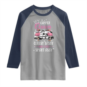 Funny Camping RV Raglan Shirt Camper Queen Classy Sassy And A Bit Smart Assy TS14 Sport Gray Navy Print Your Wear