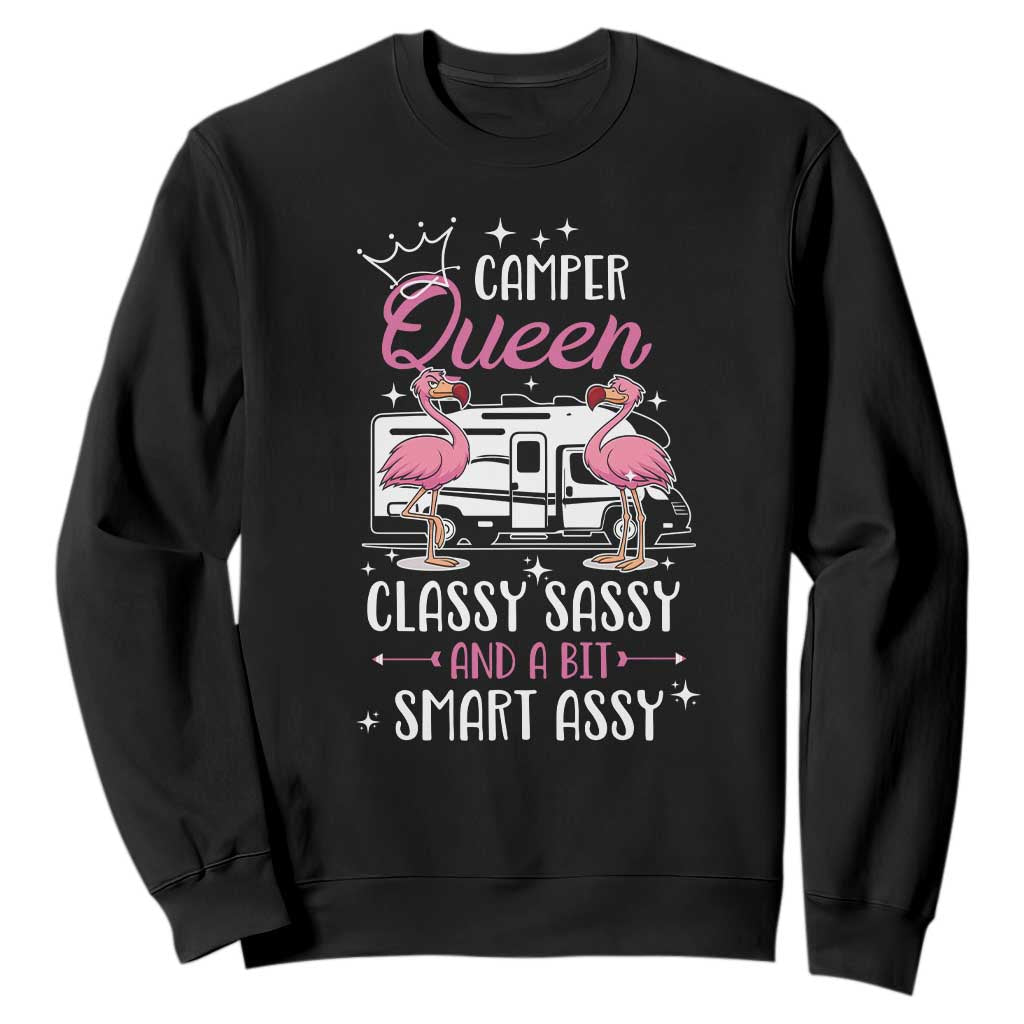 Funny Camping RV Sweatshirt Camper Queen Classy Sassy And A Bit Smart Assy TS14 Black Print Your Wear