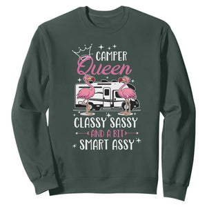 Funny Camping RV Sweatshirt Camper Queen Classy Sassy And A Bit Smart Assy TS14 Dark Forest Green Print Your Wear