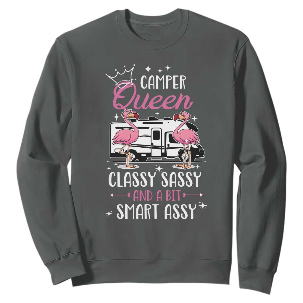 Funny Camping RV Sweatshirt Camper Queen Classy Sassy And A Bit Smart Assy TS14 Dark Heather Print Your Wear