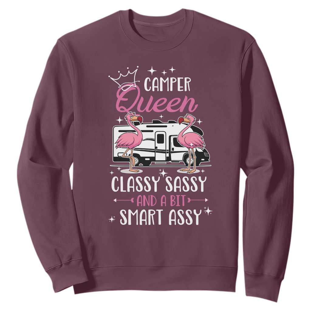 Funny Camping RV Sweatshirt Camper Queen Classy Sassy And A Bit Smart Assy TS14 Maroon Print Your Wear