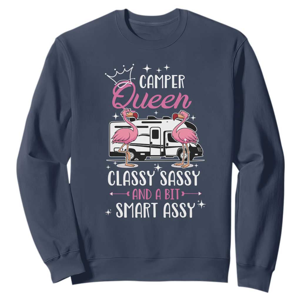 Funny Camping RV Sweatshirt Camper Queen Classy Sassy And A Bit Smart Assy TS14 Navy Print Your Wear
