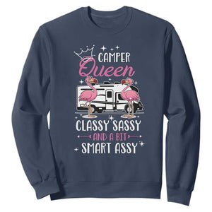Funny Camping RV Sweatshirt Camper Queen Classy Sassy And A Bit Smart Assy TS14 Navy Print Your Wear