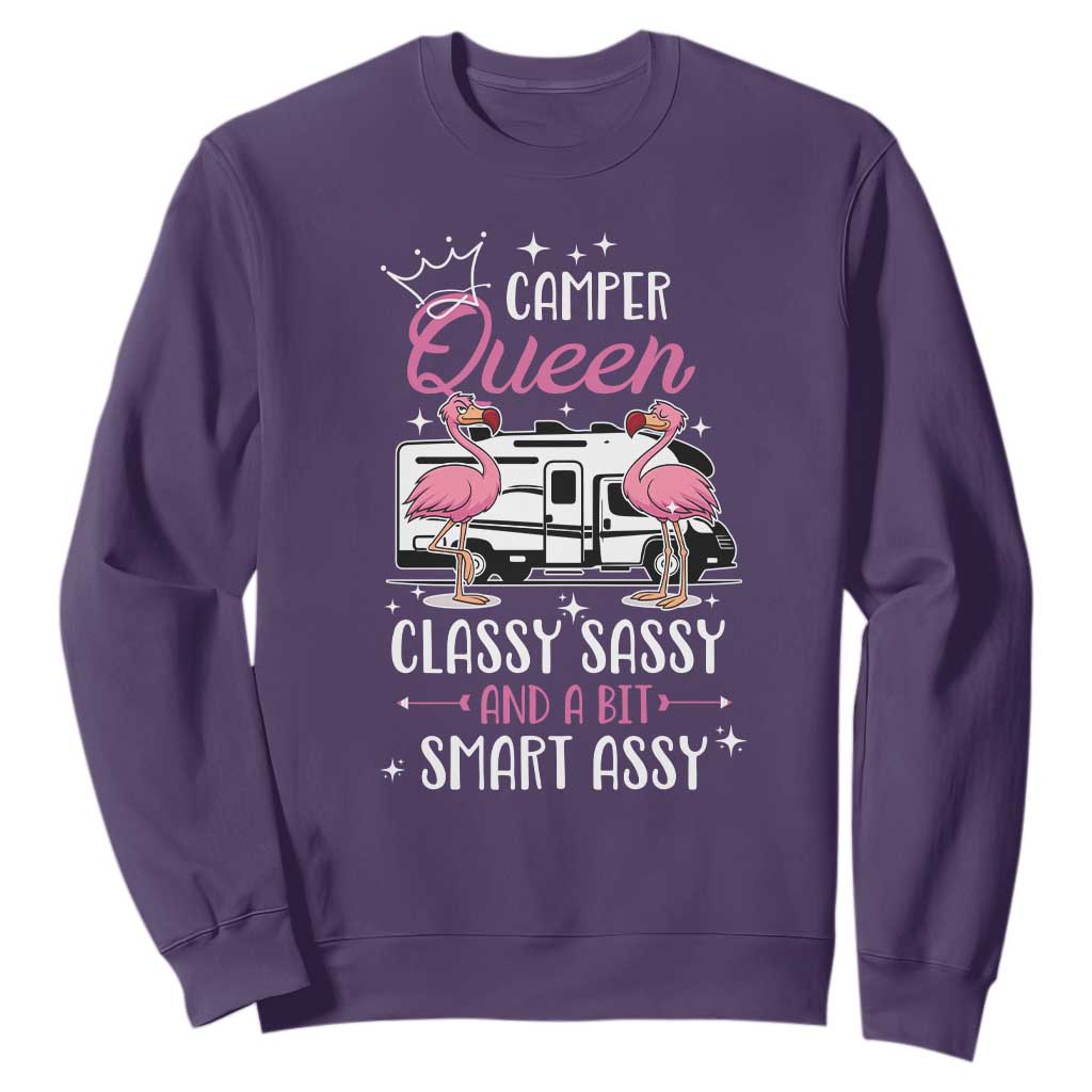 Funny Camping RV Sweatshirt Camper Queen Classy Sassy And A Bit Smart Assy TS14 Purple Print Your Wear