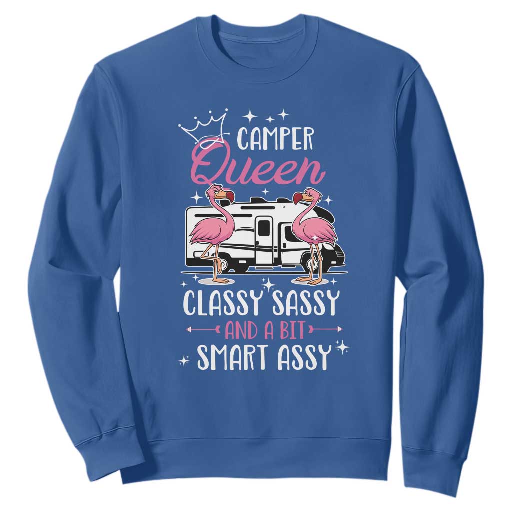 Funny Camping RV Sweatshirt Camper Queen Classy Sassy And A Bit Smart Assy TS14 Royal Blue Print Your Wear