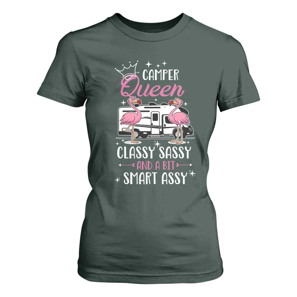 Funny Camping RV T Shirt For Women Camper Queen Classy Sassy And A Bit Smart Assy TS14 Dark Forest Green Print Your Wear