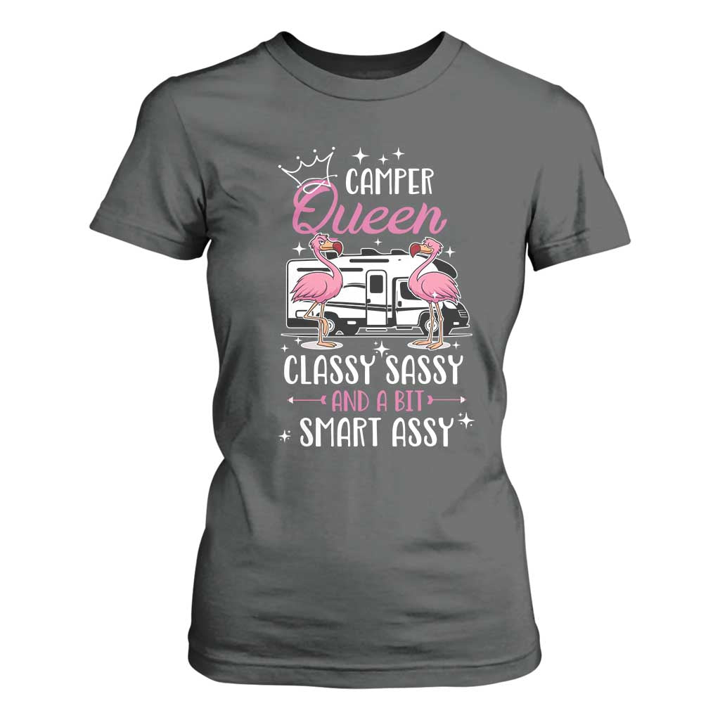 Funny Camping RV T Shirt For Women Camper Queen Classy Sassy And A Bit Smart Assy TS14 Dark Heather Print Your Wear