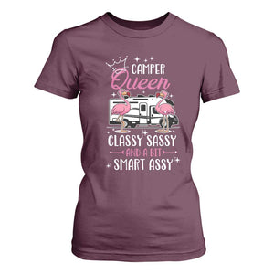 Funny Camping RV T Shirt For Women Camper Queen Classy Sassy And A Bit Smart Assy TS14 Maroon Print Your Wear