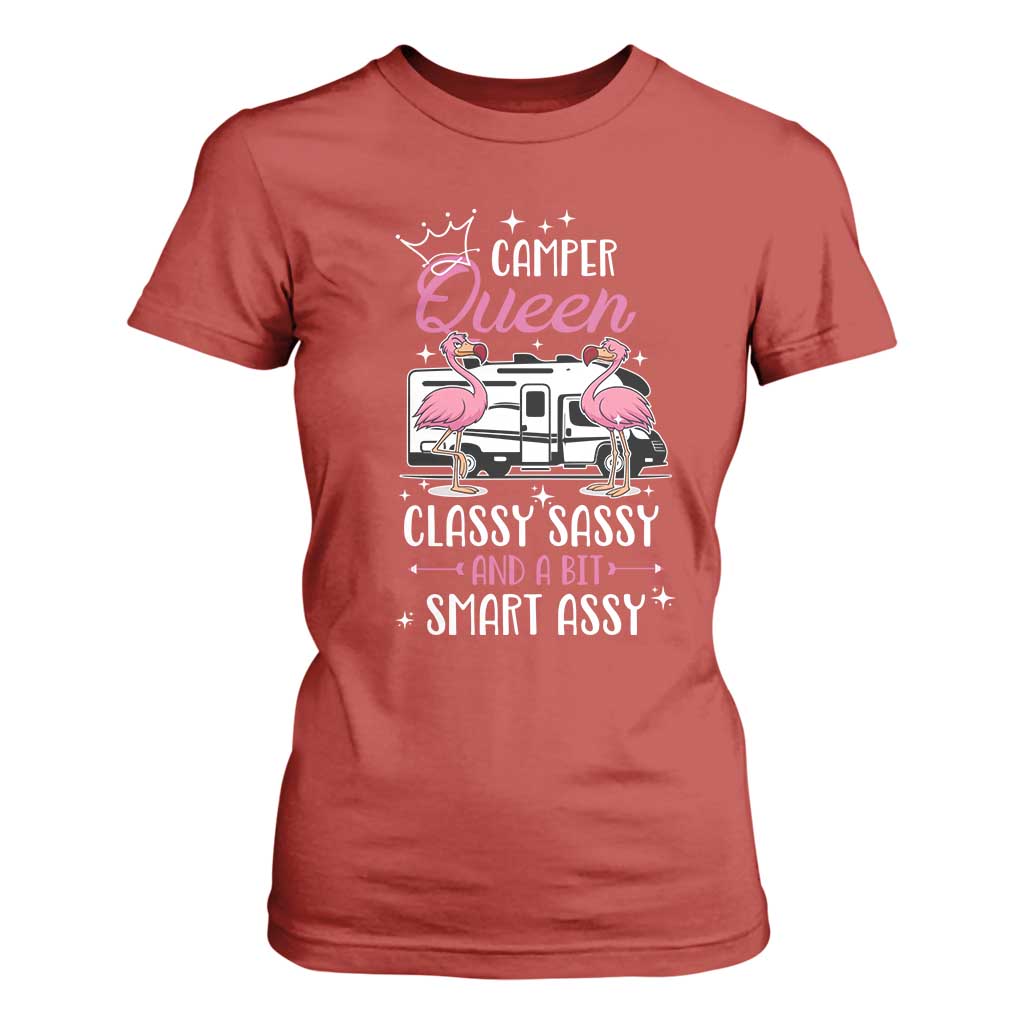 Funny Camping RV T Shirt For Women Camper Queen Classy Sassy And A Bit Smart Assy TS14 Red Print Your Wear