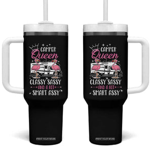 Funny Camping RV Tumbler With Handle Camper Queen Classy Sassy And A Bit Smart Assy TS14 One Size: 40 oz Black Print Your Wear