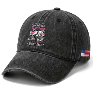 Funny Camping RV Washed Cotton Baseball Cap Camper Queen Classy Sassy And A Bit Smart Assy TS14 Print Your Wear
