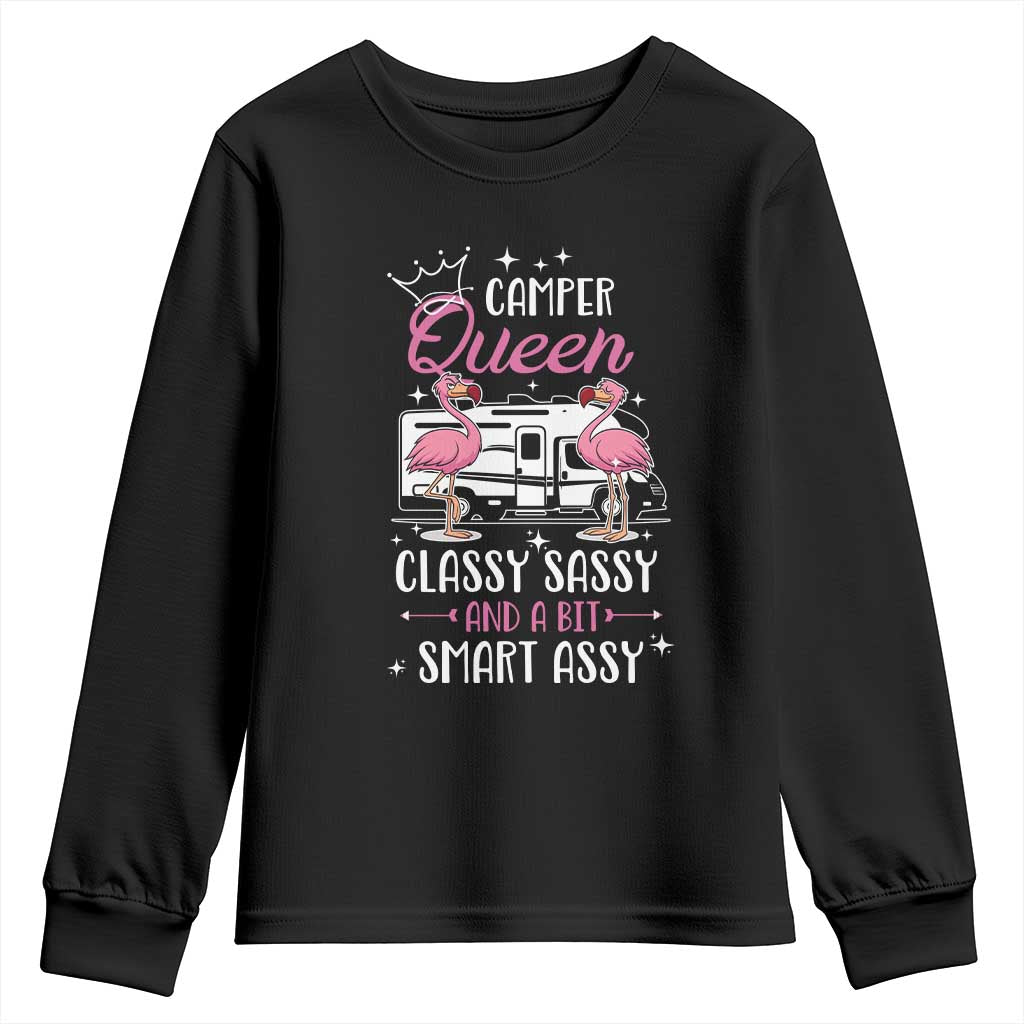 Funny Camping RV Youth Sweatshirt Camper Queen Classy Sassy And A Bit Smart Assy TS14 Black Print Your Wear