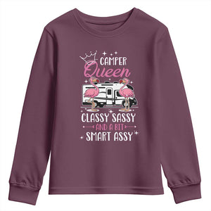 Funny Camping RV Youth Sweatshirt Camper Queen Classy Sassy And A Bit Smart Assy TS14 Maroon Print Your Wear