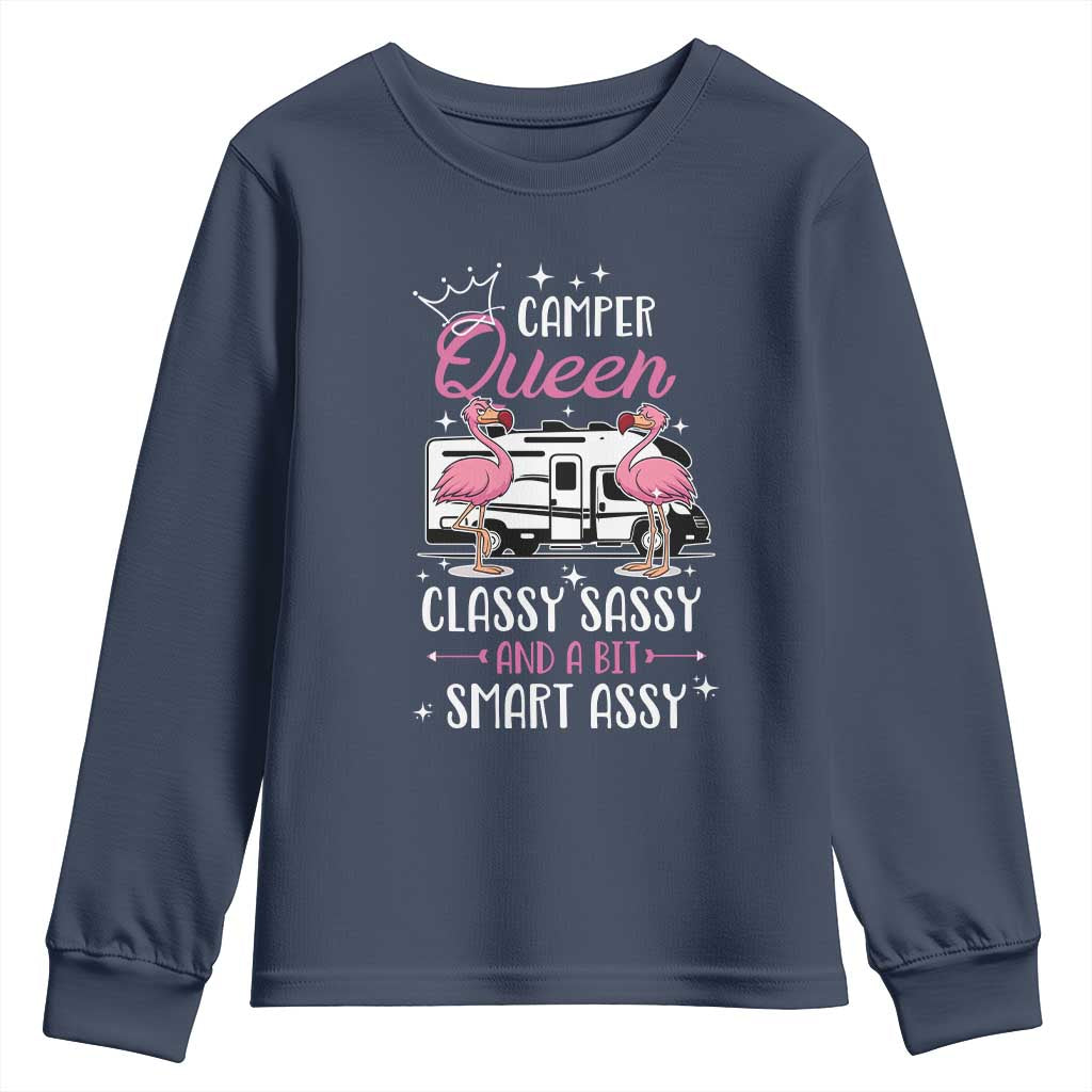 Funny Camping RV Youth Sweatshirt Camper Queen Classy Sassy And A Bit Smart Assy TS14 Navy Print Your Wear