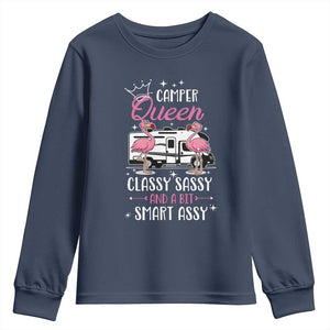 Funny Camping RV Youth Sweatshirt Camper Queen Classy Sassy And A Bit Smart Assy TS14 Navy Print Your Wear
