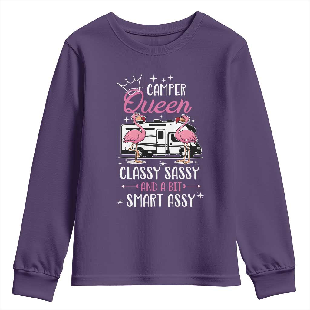 Funny Camping RV Youth Sweatshirt Camper Queen Classy Sassy And A Bit Smart Assy TS14 Purple Print Your Wear