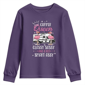 Funny Camping RV Youth Sweatshirt Camper Queen Classy Sassy And A Bit Smart Assy TS14 Purple Print Your Wear