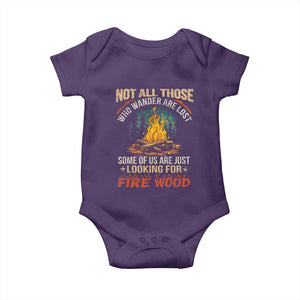 Funny Camping Baby Onesie Not All Those Who Wander Are Lost TS14 Purple Print Your Wear