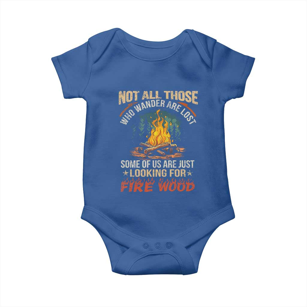 Funny Camping Baby Onesie Not All Those Who Wander Are Lost TS14 Royal Blue Print Your Wear