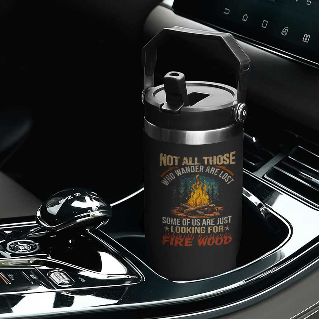 Funny Camping Flip Straw Tumbler Not All Those Who Wander Are Lost TS14 Print Your Wear