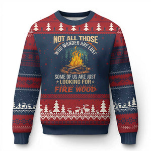 Funny Camping Ugly Christmas Sweater Not All Those Who Wander Are Lost TS14 Navy Red Print Your Wear