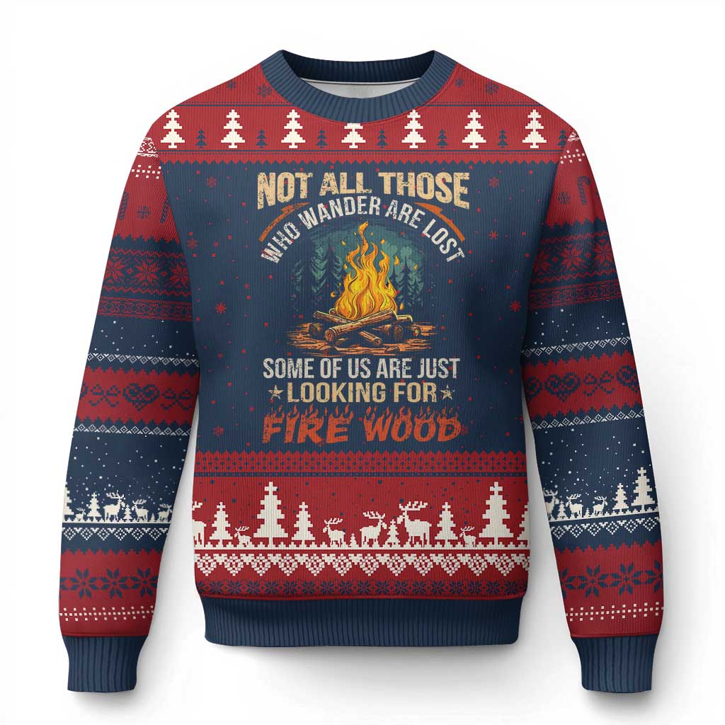Funny Camping Ugly Christmas Sweater Not All Those Who Wander Are Lost TS14 Navy Red Print Your Wear