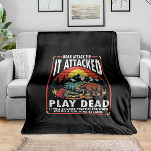 Funny Camping Hiking Sarcastic Throw Blanket Bear Attack Tip TS14 Print Your Wear