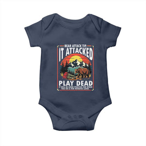 Funny Camping Hiking Sarcastic Baby Onesie Bear Attack Tip TS14 Navy Print Your Wear