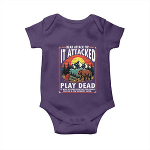 Funny Camping Hiking Sarcastic Baby Onesie Bear Attack Tip TS14 Purple Print Your Wear