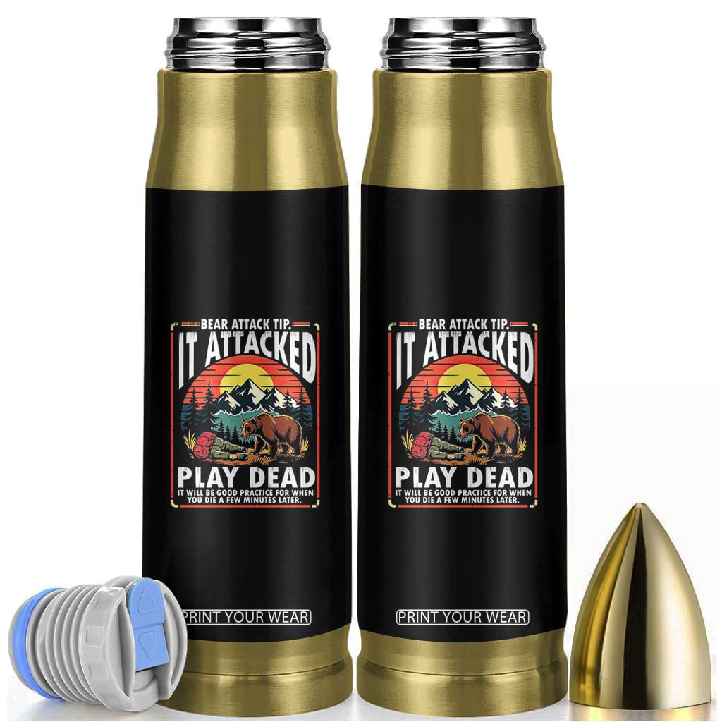 Funny Camping Hiking Sarcastic Bullet Tumbler Bear Attack Tip TS14 Black Print Your Wear