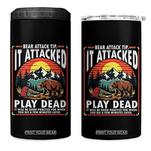 Funny Camping Hiking Sarcastic 4 in 1 Can Cooler Tumbler Bear Attack Tip TS14 One Size: 16 oz Black Print Your Wear