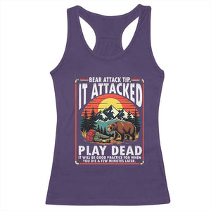Funny Camping Hiking Sarcastic Racerback Tank Top Bear Attack Tip TS14 Purple Print Your Wear