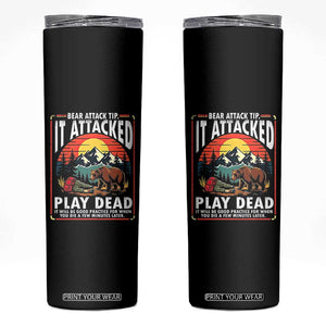 Funny Camping Hiking Sarcastic Skinny Tumbler Bear Attack Tip TS14 Black Print Your Wear