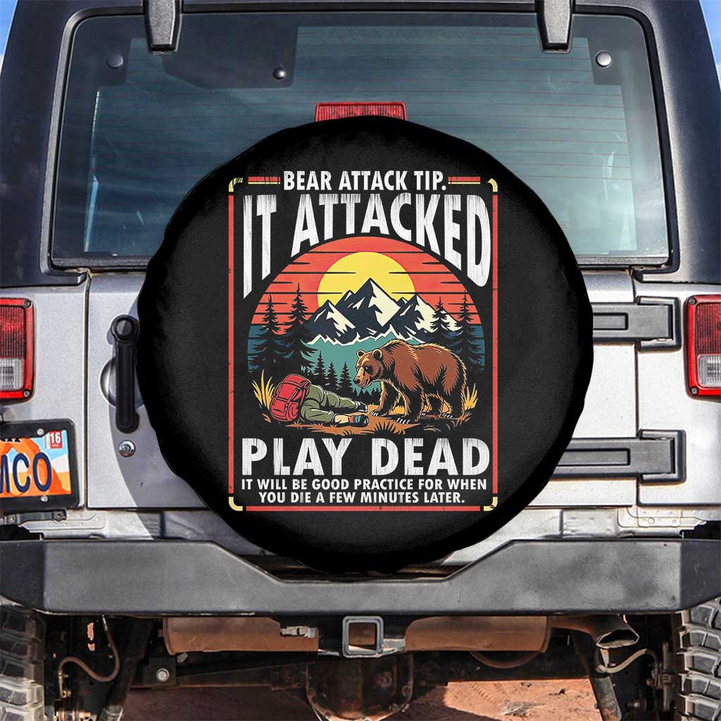 Funny Camping Hiking Sarcastic Spare Tire Cover Bear Attack Tip TS14 No hole Black Print Your Wear