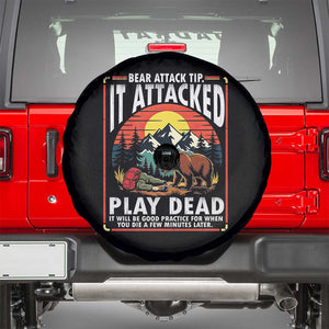 Funny Camping Hiking Sarcastic Spare Tire Cover Bear Attack Tip TS14 Black Print Your Wear