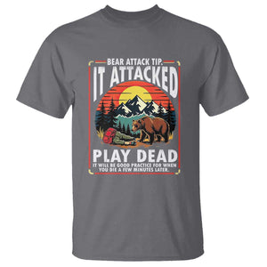 Funny Camping Hiking Sarcastic T Shirt Bear Attack Tip TS14 Charcoal Print Your Wear