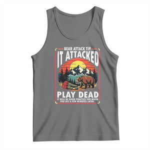 Funny Camping Hiking Sarcastic Tank Top Bear Attack Tip TS14 Black Heather Print Your Wear