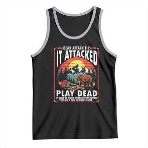 Funny Camping Hiking Sarcastic Tank Top Bear Attack Tip TS14 Black Athletic Heather Print Your Wear