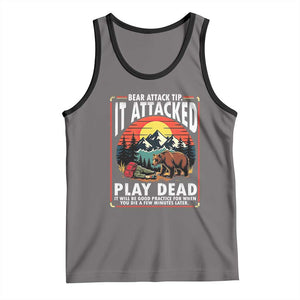 Funny Camping Hiking Sarcastic Tank Top Bear Attack Tip TS14 Deep Heather Black Print Your Wear
