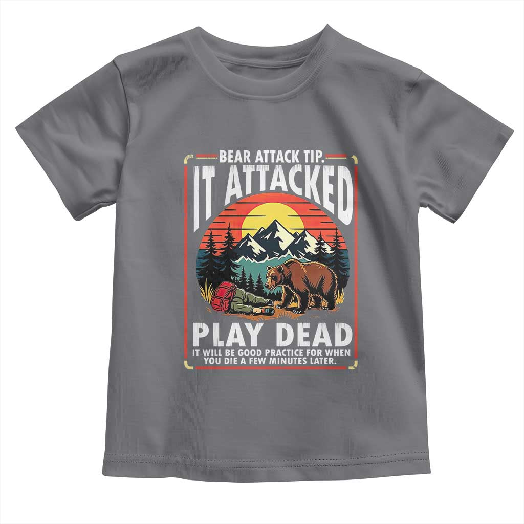 Funny Camping Hiking Sarcastic Toddler T Shirt Bear Attack Tip TS14 Charcoal Print Your Wear