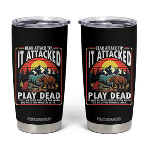 Funny Camping Hiking Sarcastic Tumbler Cup Bear Attack Tip TS14 Black Print Your Wear