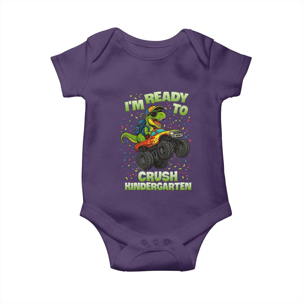 Back To School Boy Dinosaur Baby Onesie I Am Ready To Crush Kindergarten TS14 Purple Print Your Wear