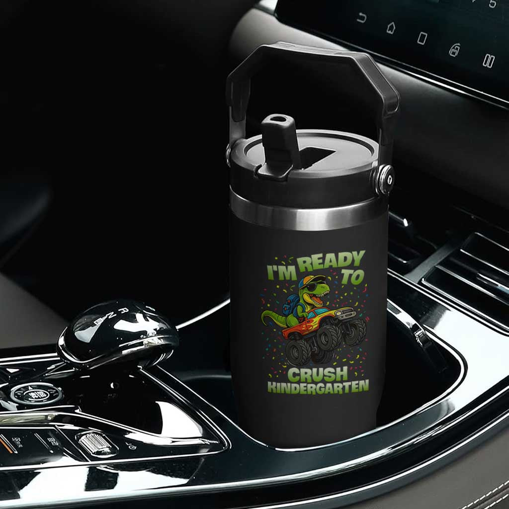 Back To School Boy Dinosaur Flip Straw Tumbler I Am Ready To Crush Kindergarten TS14 Print Your Wear